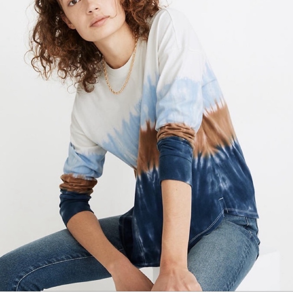 Madewell Delaney Shirt in Dip Dye Cotton Size Medium